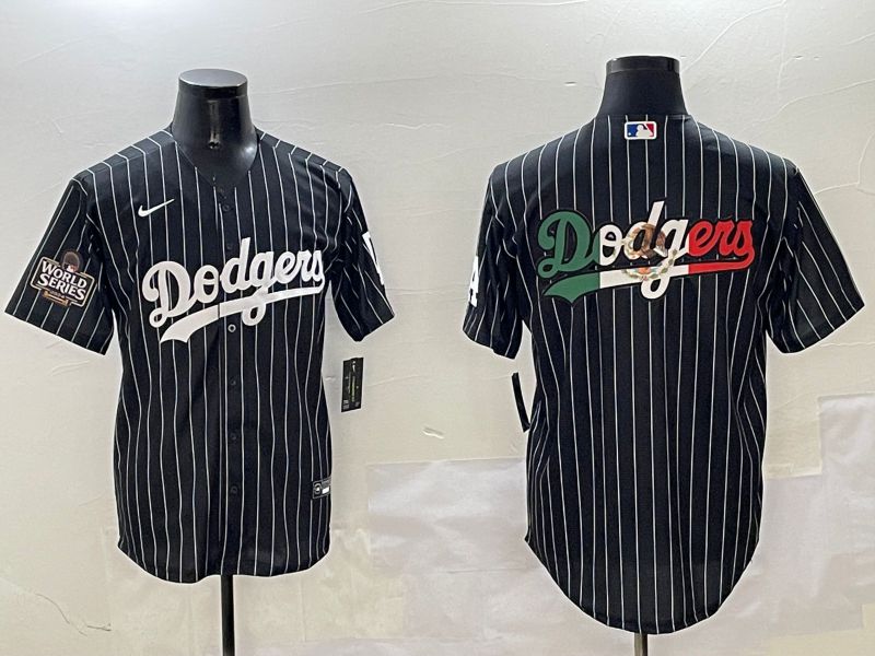 Men Los Angeles Dodgers Blank Black Stripe Jointly Name 2025 Nike MLB Jersey style 11